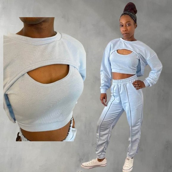 (NWT) 3-Piece Bolero Jogger Set - Blue - Picture 2 of 10